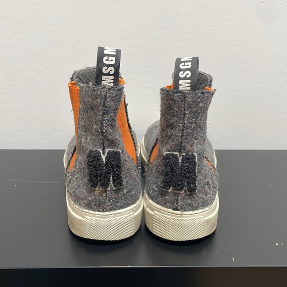 MSGM Wool High Top Sneaker US 7.5 / EUR 38 orange gray ankle boots slip on - Picture 7 of 13